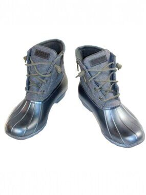 Sperry Syren Two Tone Gray Twill Graphite Gulf Duck Boot, Size 9